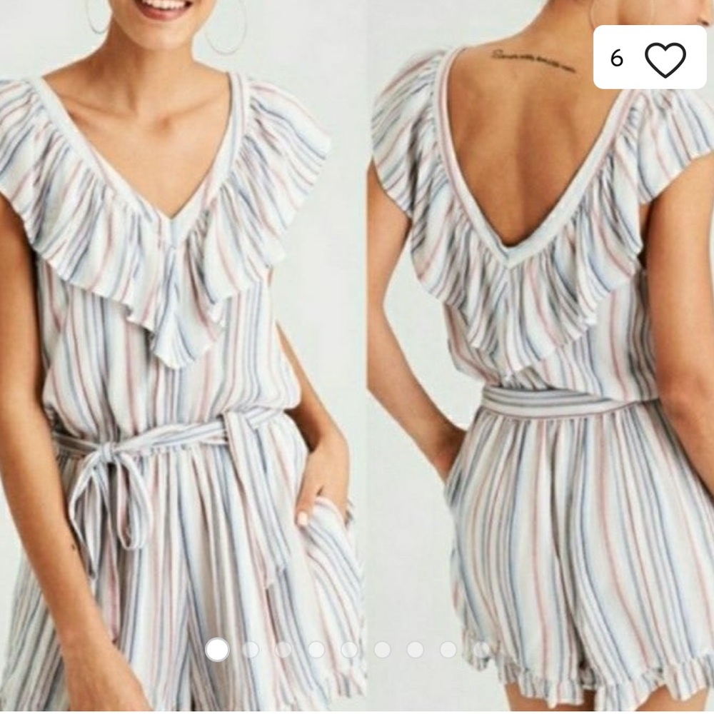 American Eagle striped v-neck romper